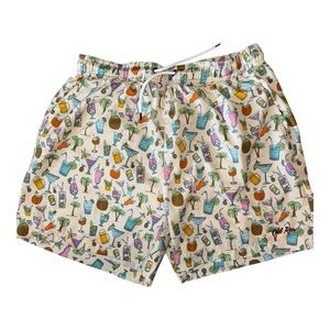 Old Row swim shorts size large Cream Tropical Print Men's Shorts